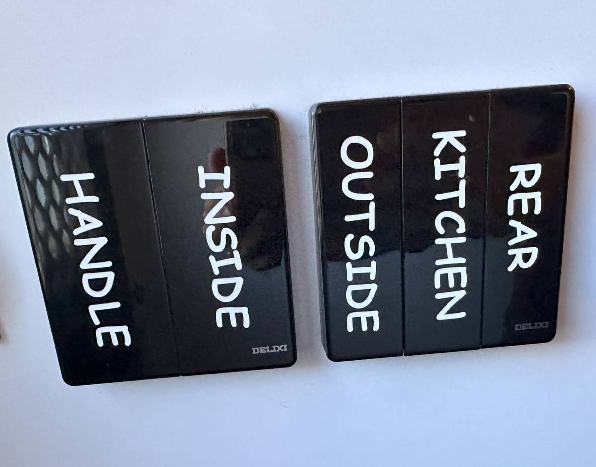 UV-cured identification labels applied to Scout 15 caravan light switches